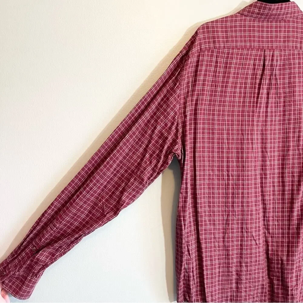 J. Crew Men's‎ Maroon Plaid Flannel Button Down Size XL